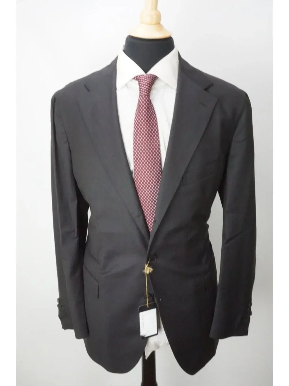 Riviera Milano Gray Herringbone S180s Wool 2 Pc Suit Jacket Pant 48R Brand New